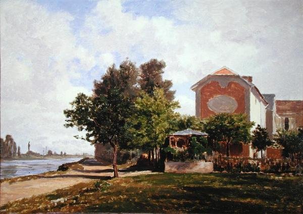Cabaret Maurice i Bougival (olja på tavla) av Auguste Paul Charles Anastasi