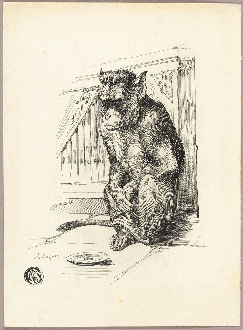 Tiggande apa av Auguste Andre Lancon