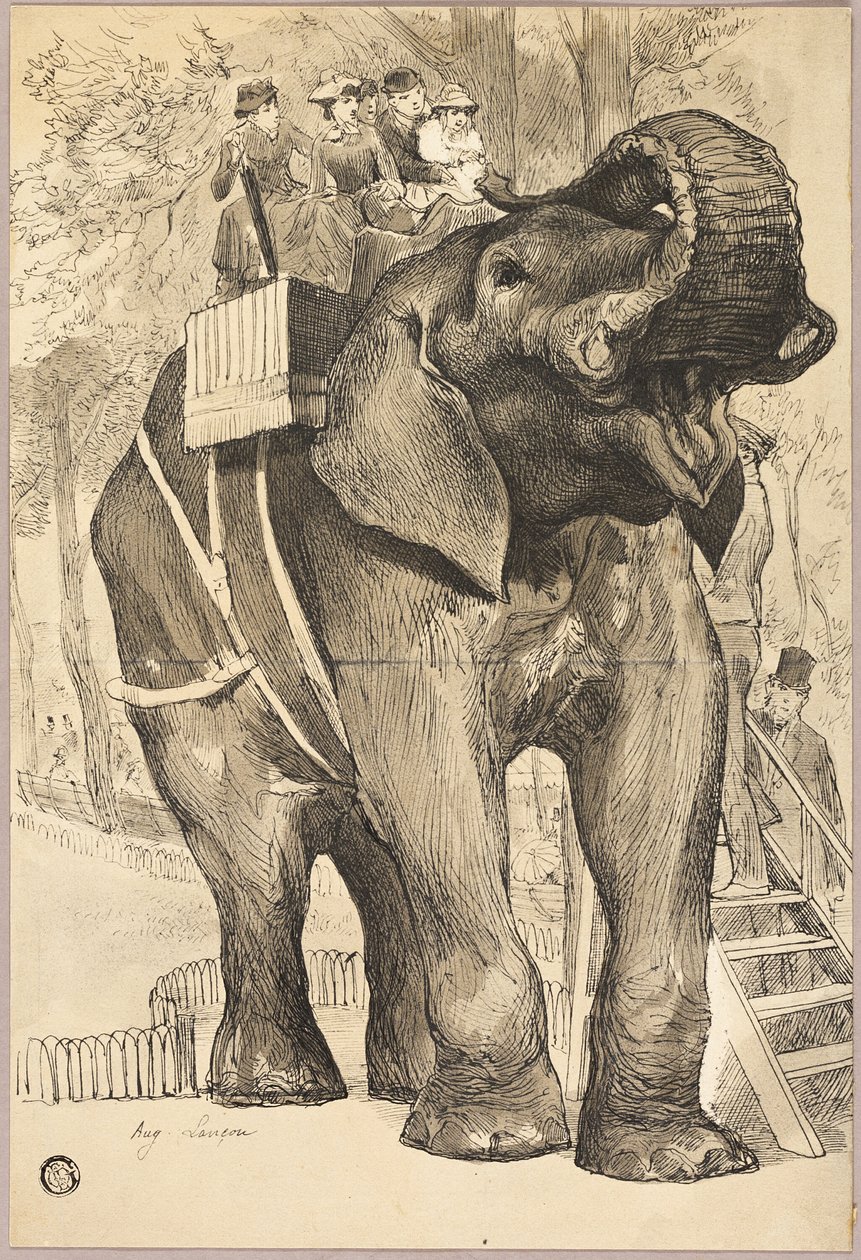 Elefant med ryttare av Auguste Andre Lancon