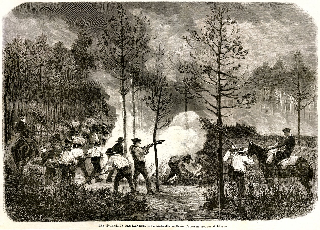 Landes stora eld, motelden av Auguste Andre Lancon