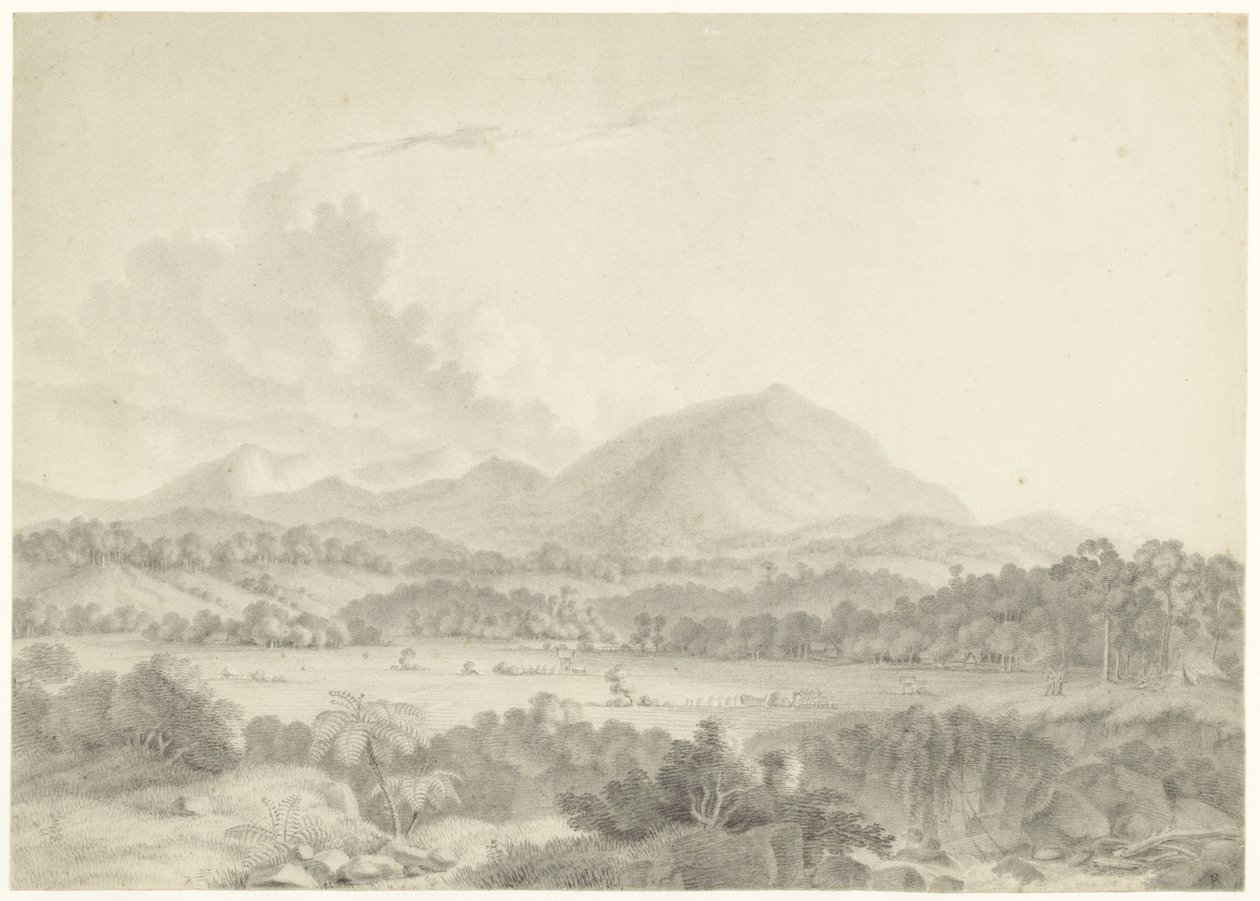 javanesiskt landskap av Auguste Antoine Joseph Payen