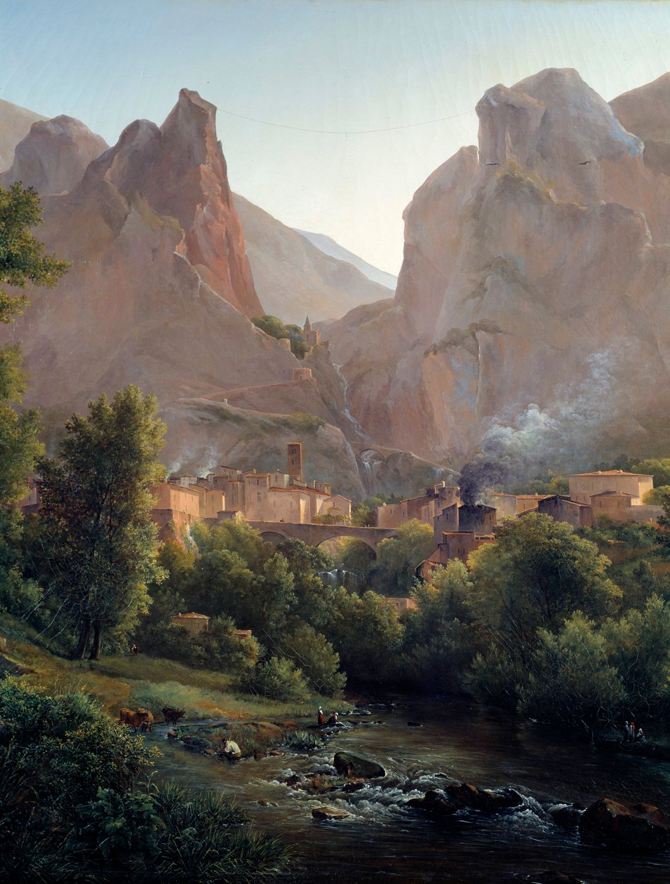 Byn Moustiers Sainte Marie (Moustiers Sainte-Marie) Detalj. Målning av Auguste Bec (1797-1874) 1800-talet Aix en Provence, Musee Granet av Auguste Bec