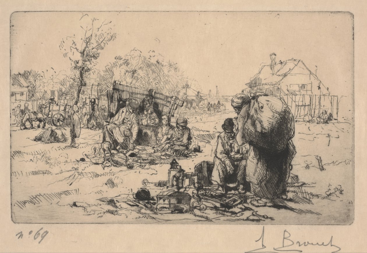 Säljare av Bric a Brac (etsning) av Auguste Brouet