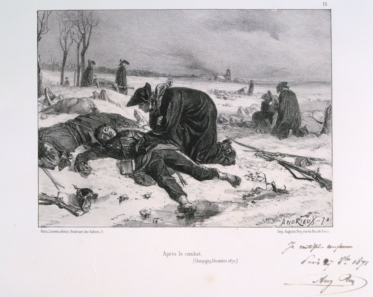 Efter slaget vid Champigny, fransk-preussiska kriget, 1870 1871. av Auguste Bry