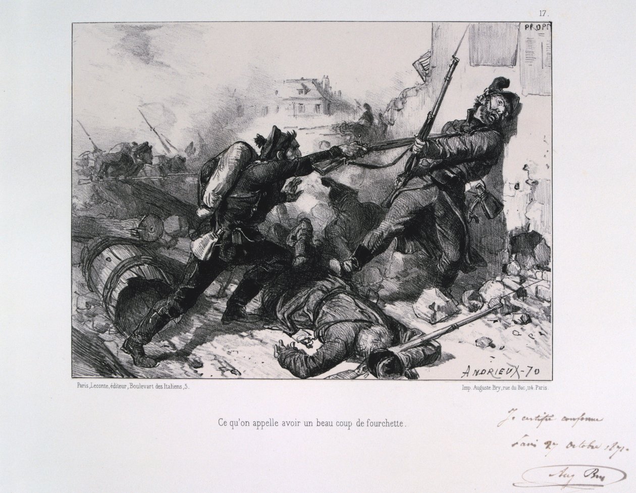 Hand-to-hand strider, belägring av Paris, fransk-preussiska kriget, 1870 1871 av Auguste Bry