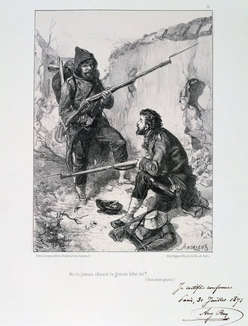 I skyttegravarna, belägring av Paris, fransk-preussiska kriget, 1870-1871 1871 av Auguste Bry