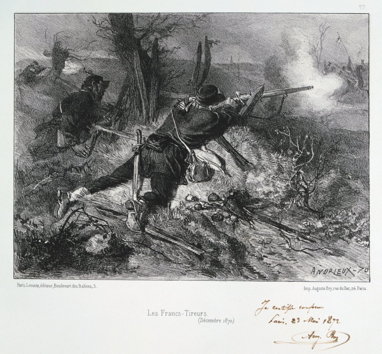 Francs-Tireurs, belägringen av Paris, fransk-preussiska kriget, december 1870 1872 av Auguste Bry