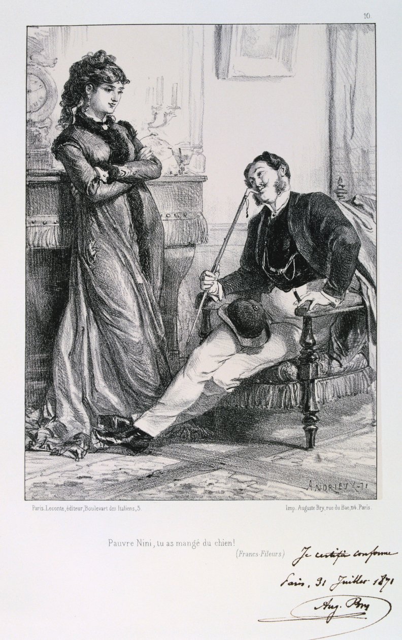 Stackars Nini, du åt hund!, Siege of Paris, 1871. av Auguste Bry