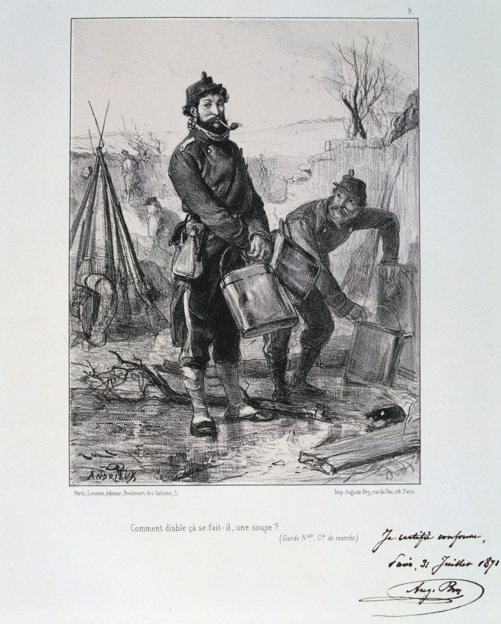 Soldater från Garde Nationale, belägring av Paris, 1870-1871 av Auguste Bry