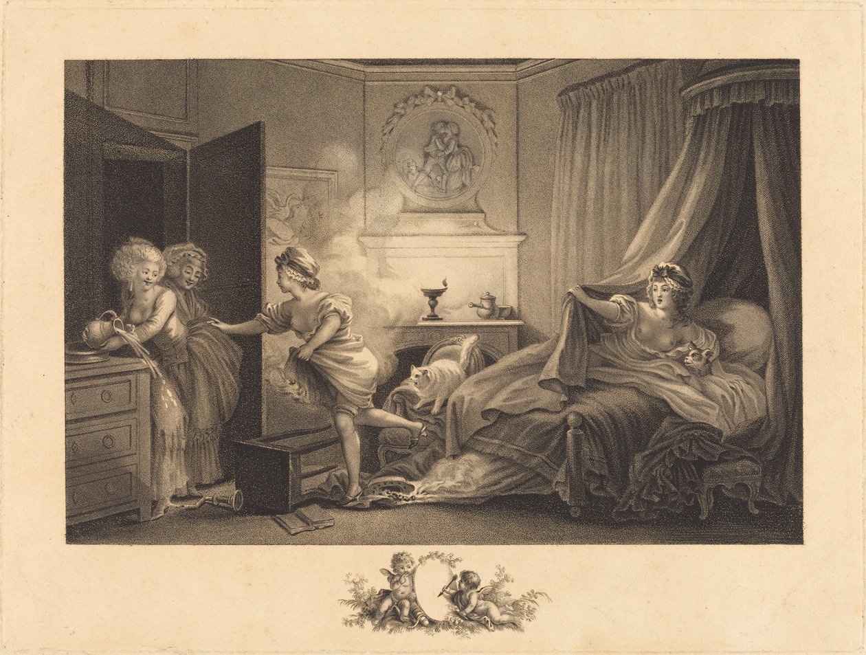 Min tröja brinner av Auguste Claude Simon Legrand after Jean Honoré Fragonard