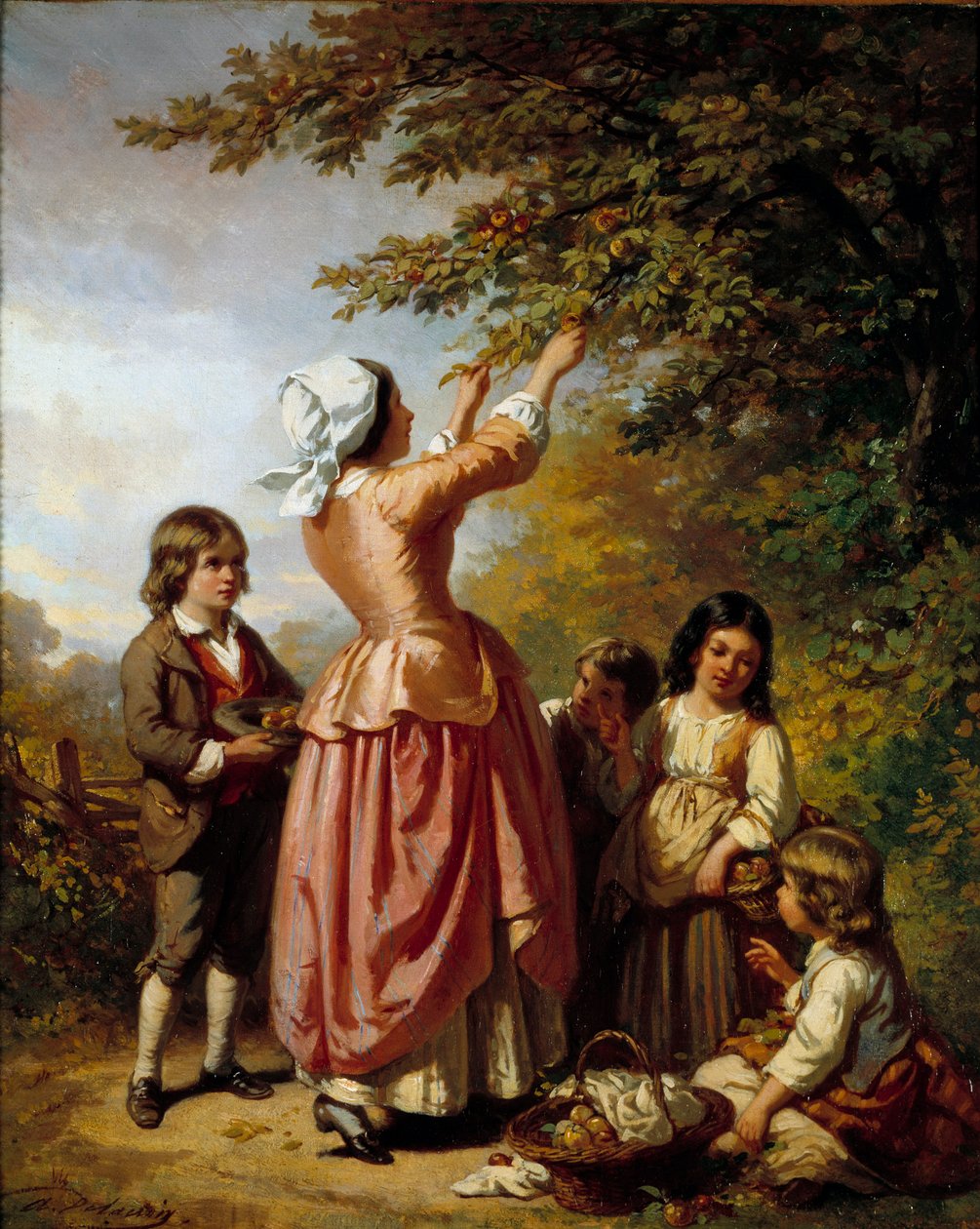 Plockning. Målning av Auguste Delacroix (1809-1868) av Auguste Delacroix