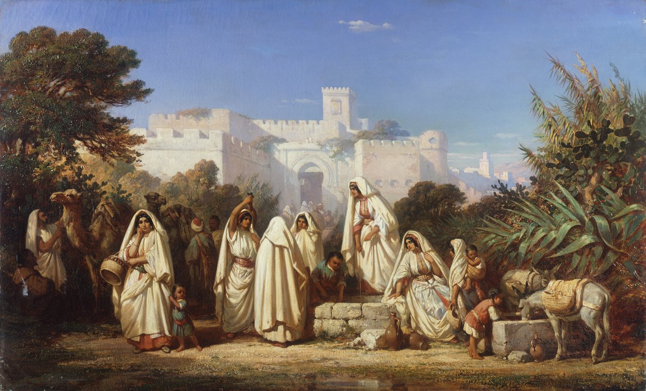The Well of the Casbah at Tangier (olja på duk) av Auguste Delacroix