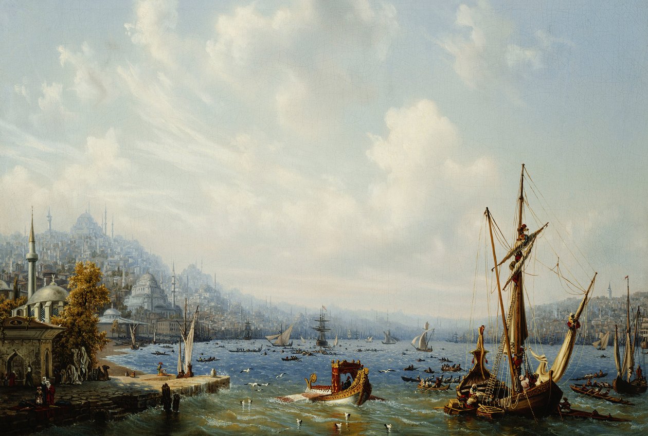 Båtar på Bosporen i Konstantinopel, 1846 av Auguste Etienne Francois Mayer