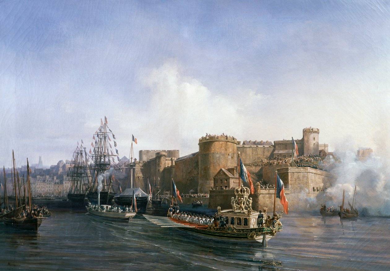 Napoleon III:s besök i Brest, kejsarens båt på väg in i hamnen den 11 augusti av Auguste Etienne Francois Mayer