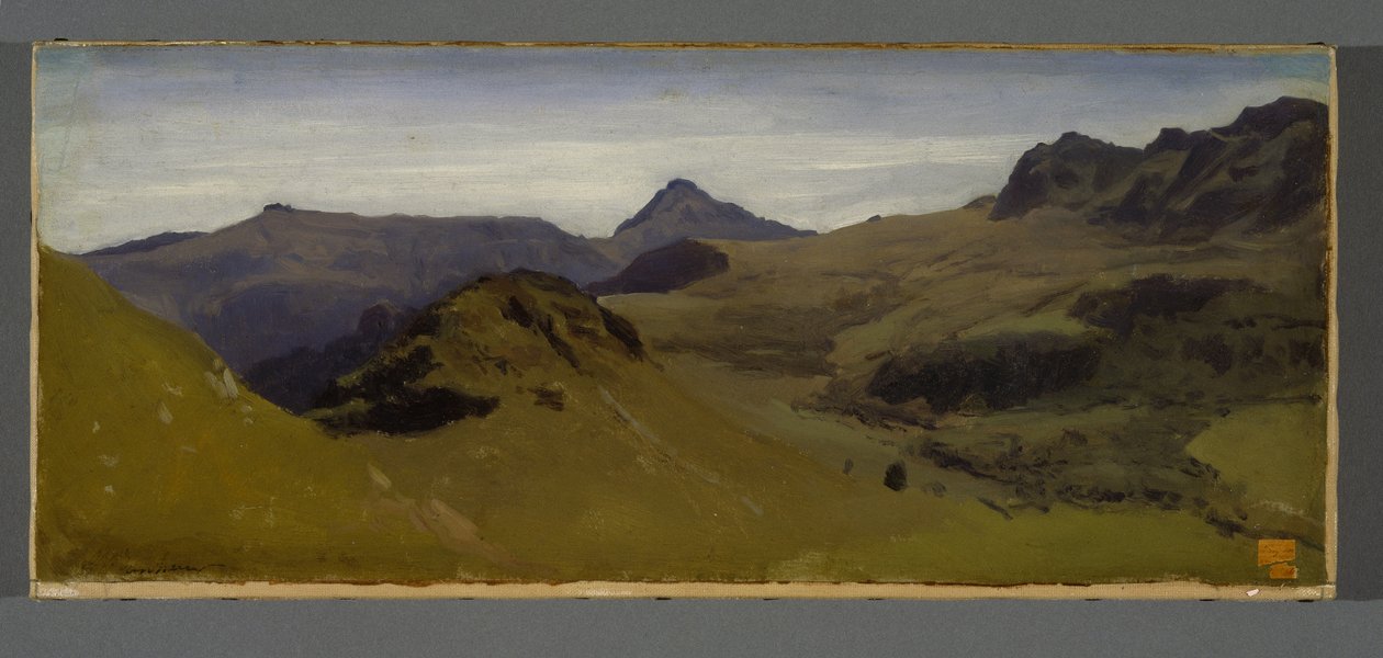 Landskap i Auvergne, ca 1850 (olja på papper monterad på duk) av Auguste Francois Bonheur