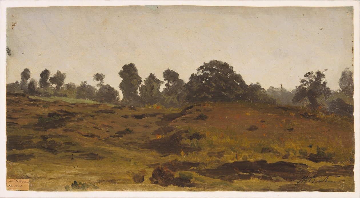 View of a Field, tidigt 1850-tal (olja på papper) av Auguste Francois Bonheur