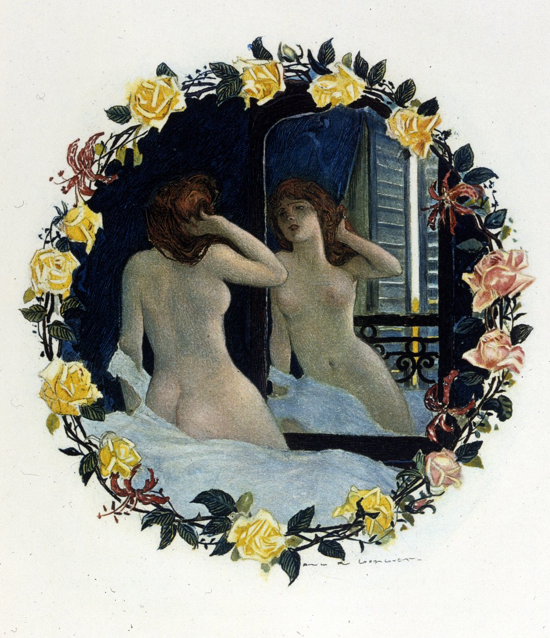 Illustration av Auguste François Gorguet (1862 - 1927) för ""Le Lys rouge"" av Anatole France (1844 - 1924). 1894. av Auguste Francois Gorguet