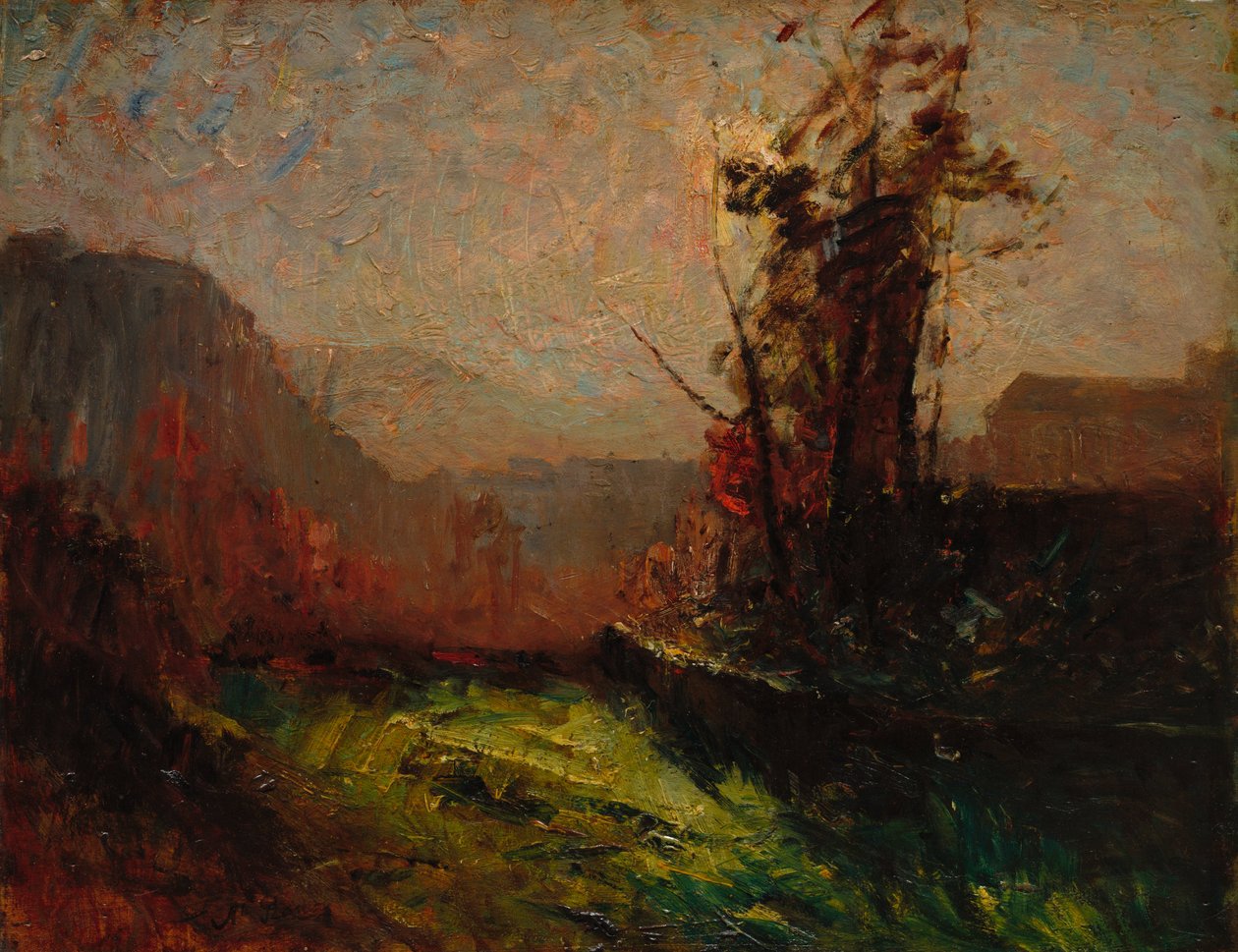 Crémieu, sett från Chaillonnette, ca 1867-72 (olja på träpanel) av Auguste Francois Ravier