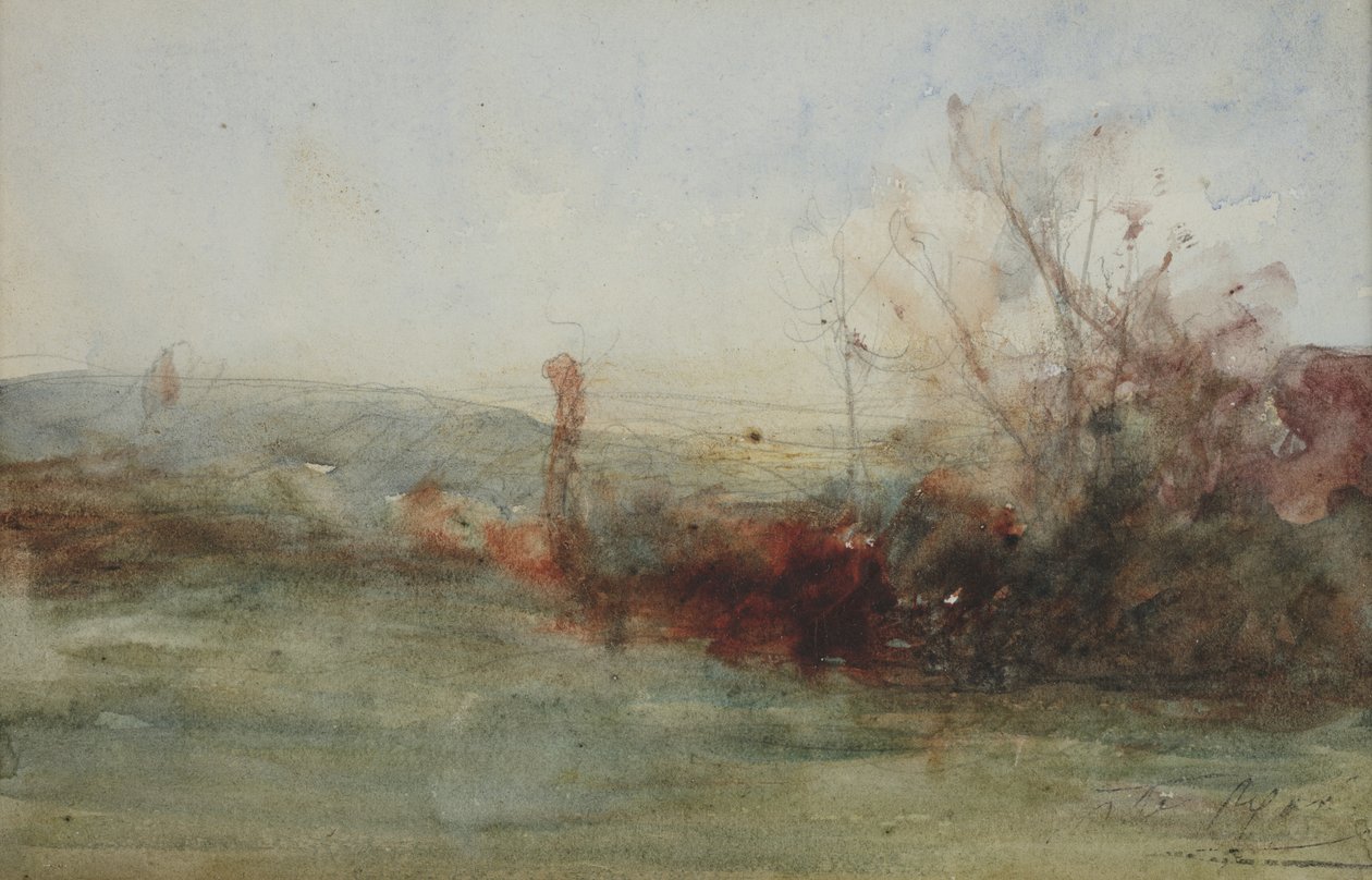 Landskap, ca 1853-65 (akvarell på papper) av Auguste Francois Ravier