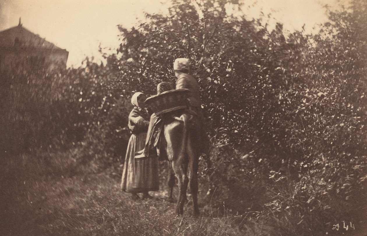 Två kvinnor med åsna, sent 1870-tal. av Auguste Giraudon