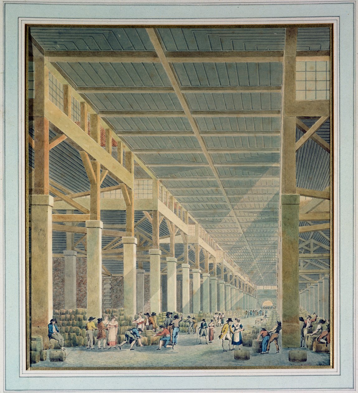 Utsikt över "La Halle aux Vins", före 1808 av Auguste Hibon