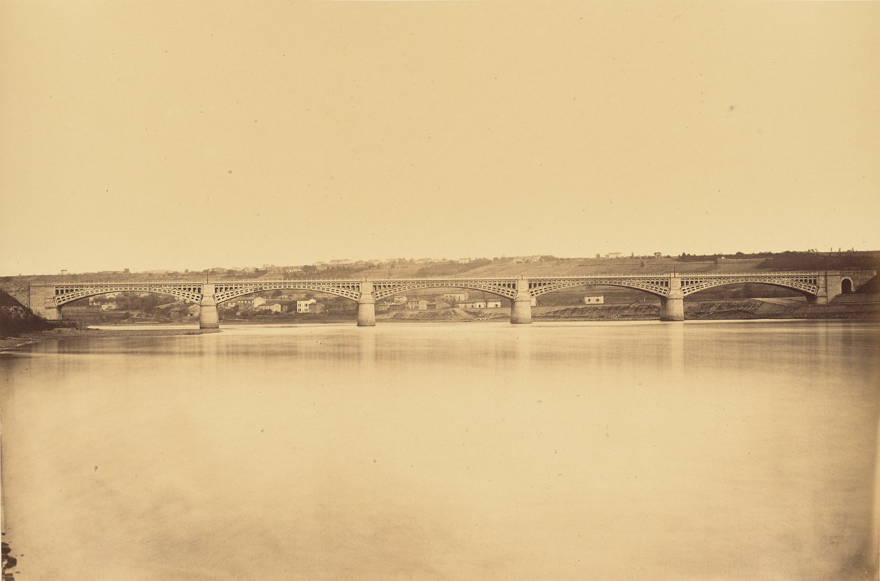 Givors till Chasse-grenen, Viadukt över Rhône av Auguste Hippolyte Collard