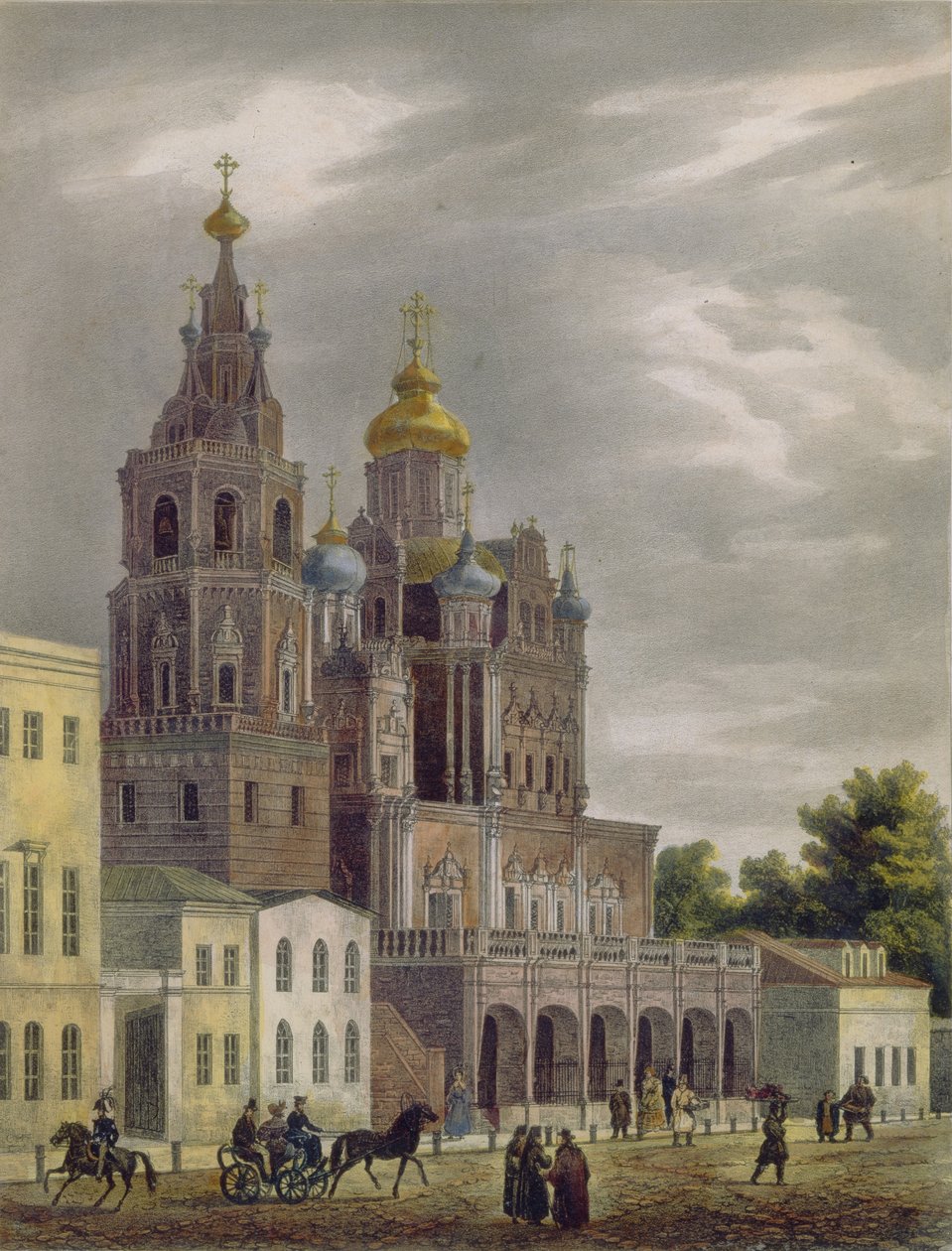Theotokos-kyrkan vid Pokrovka-gatan i Moskva, 1825 av Auguste Jean Baptiste Antoine Cadolle