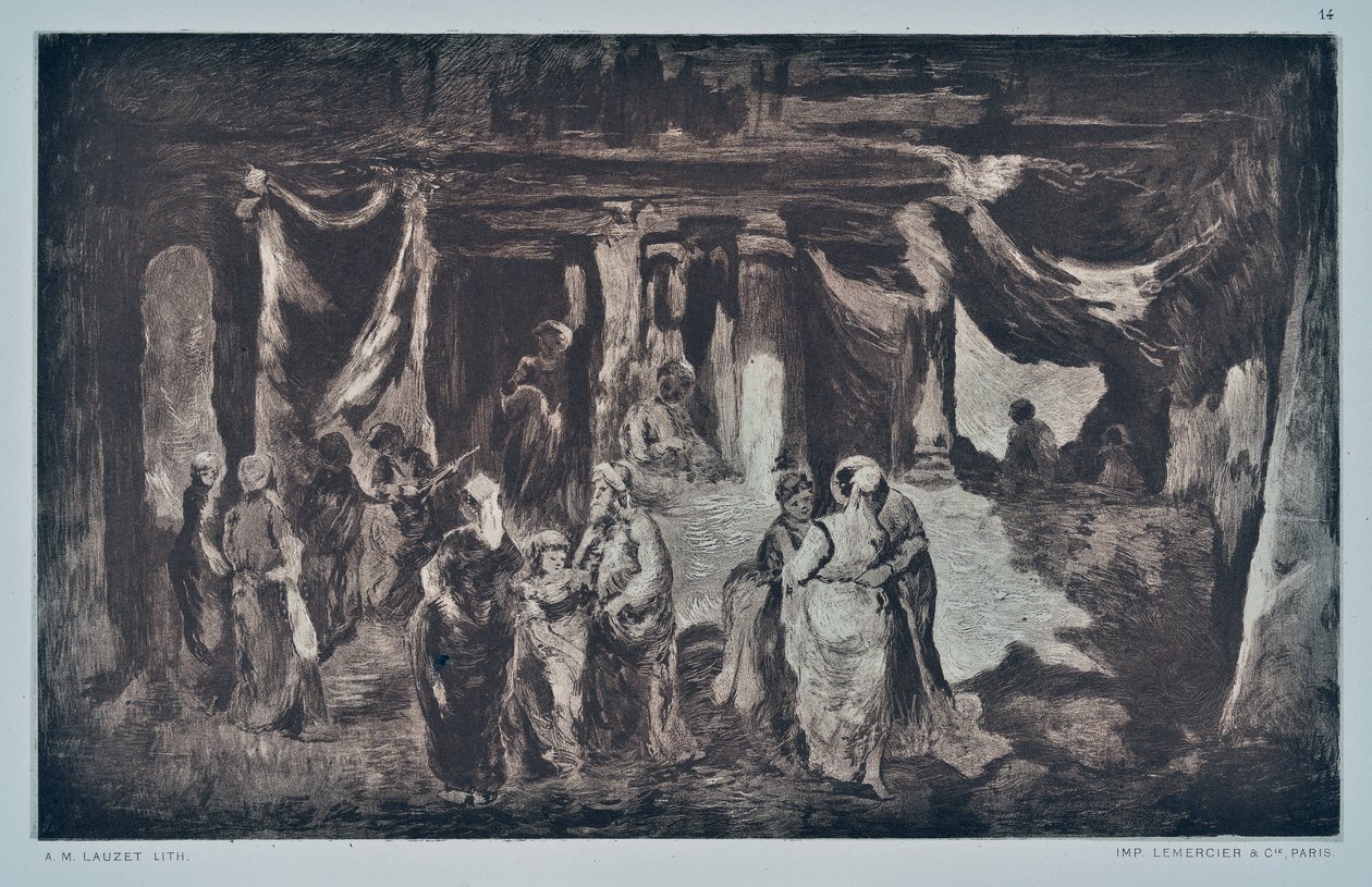 Bazaar in the Orient (teckning) av Auguste Lauzet
