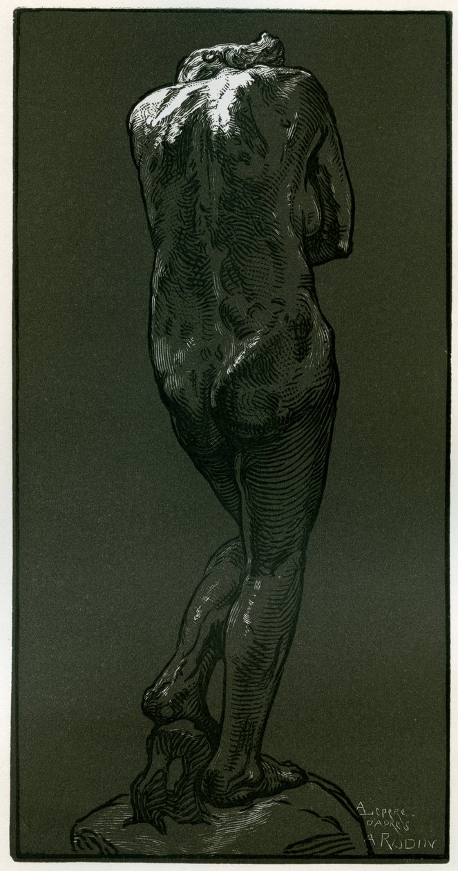 Ett träsnitt efter en staty av Rodin, 1898. av Auguste Louis Lepère