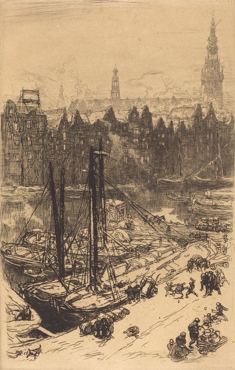 Amsterdam sett från Victoria Hotel Amsterdamvue de Victoria Hotel, 1901. av Auguste Lepere