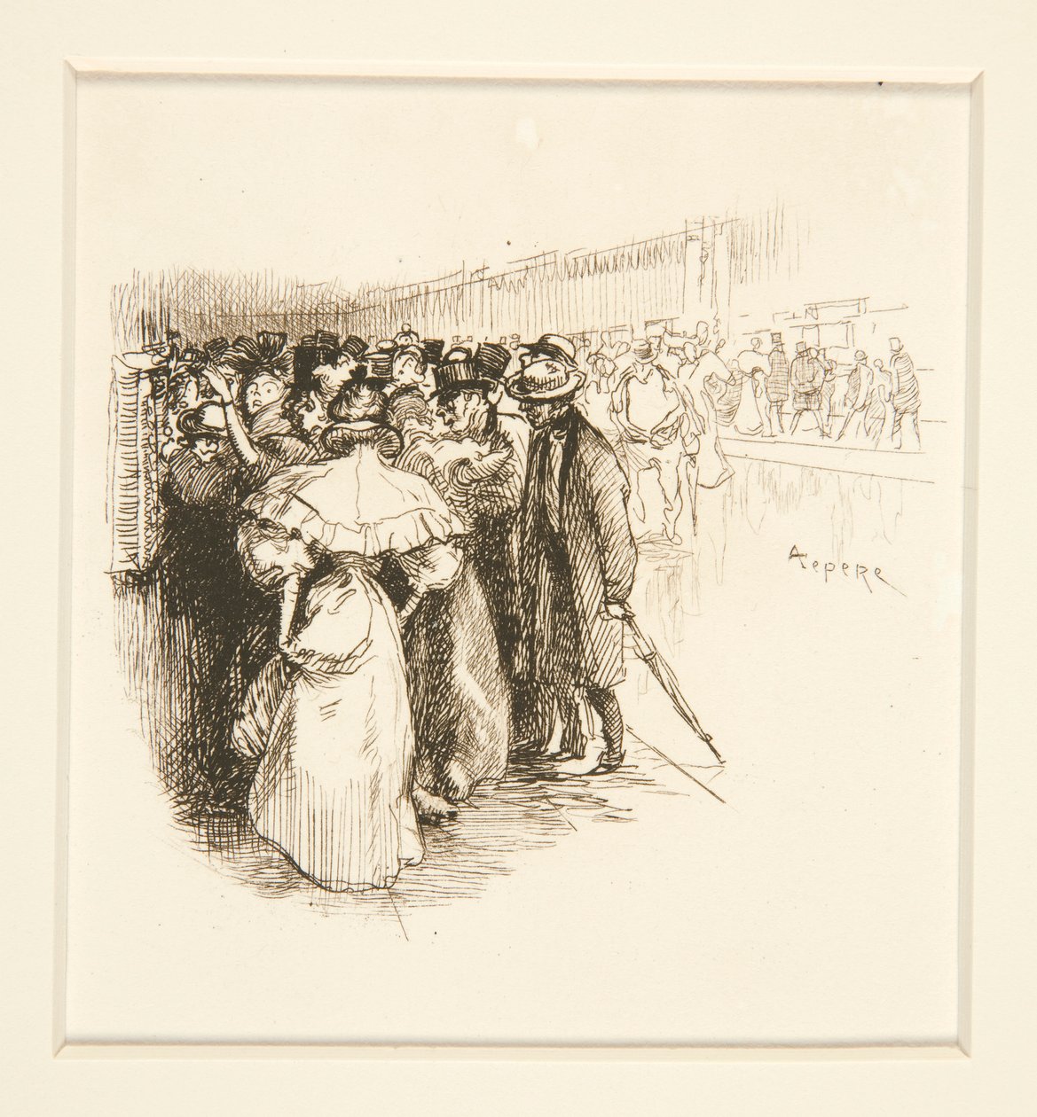 Folkmassa i biljettfönstret (?) av Auguste Lepere