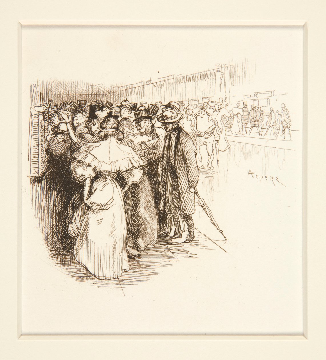 Folkmassa i biljettfönstret (?) av Auguste Lepere
