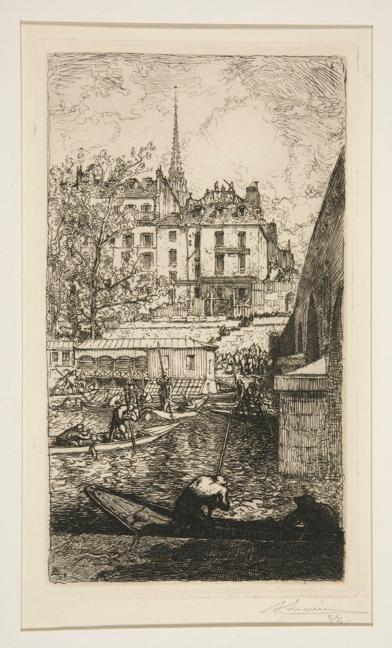 D?molition de la maison de Sabra, pr?s du Palais de Justice (Rivning av huset Sabra, nära Justitiepalatset) av Auguste Lepere