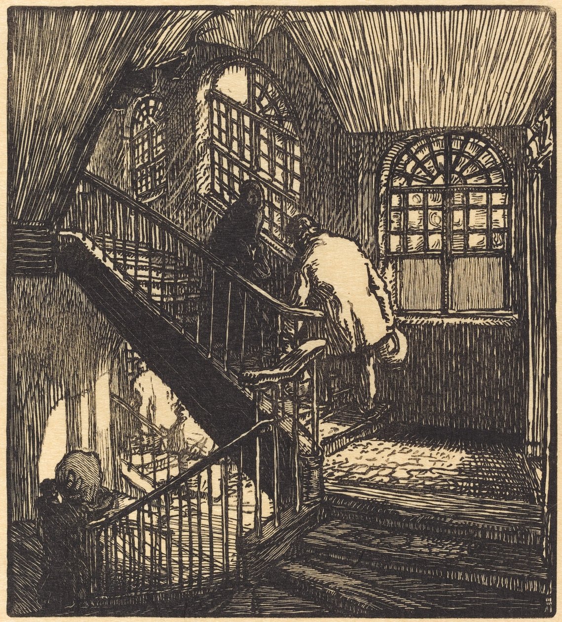 Trappa till huset där Chateau Rouge låg, publicerad 1901. av Auguste Lepere