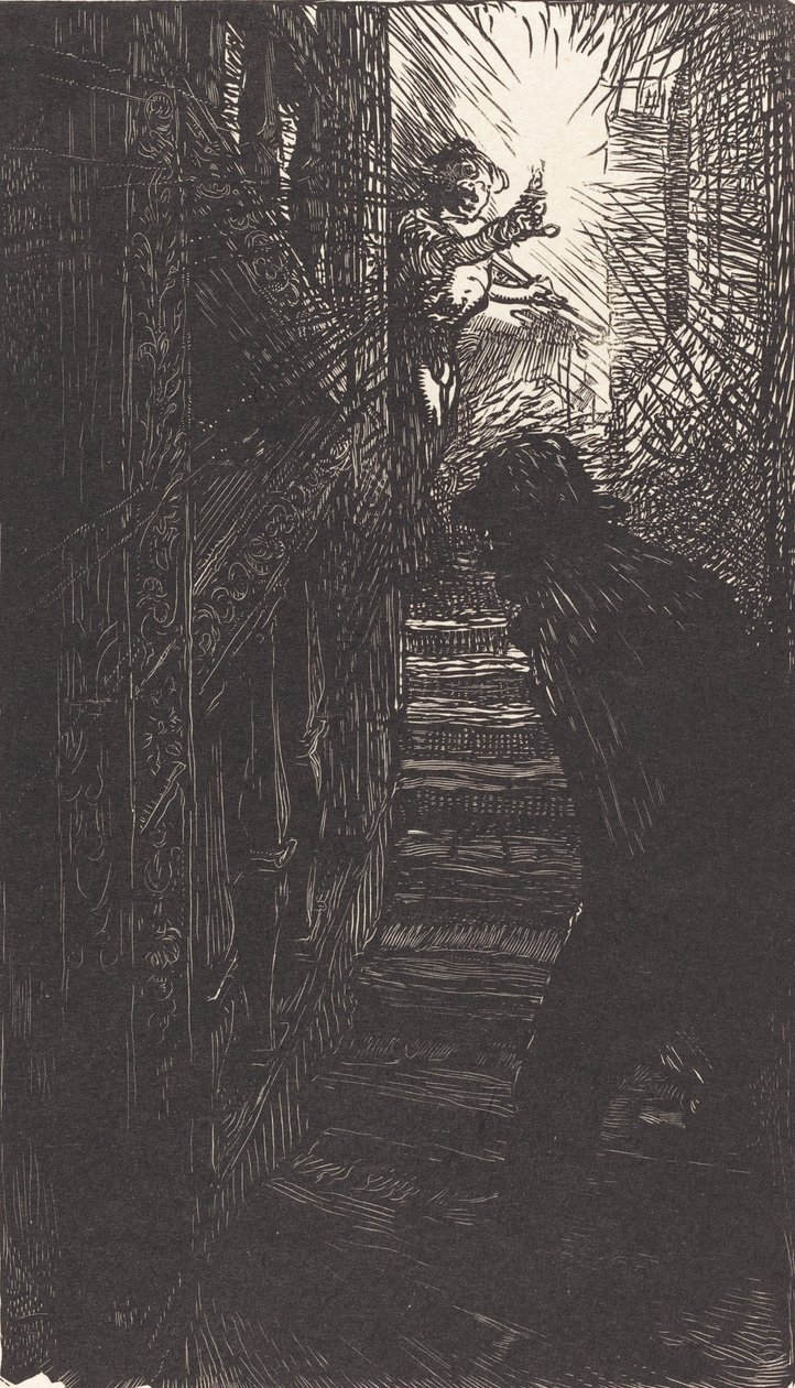 Skulpterad trappa rue Boutebrie, publicerad 1901. av Auguste Lepere
