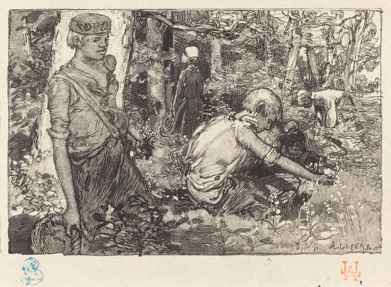 Samling av maj-lilja (La cueillette du muguet) av Auguste Lepere