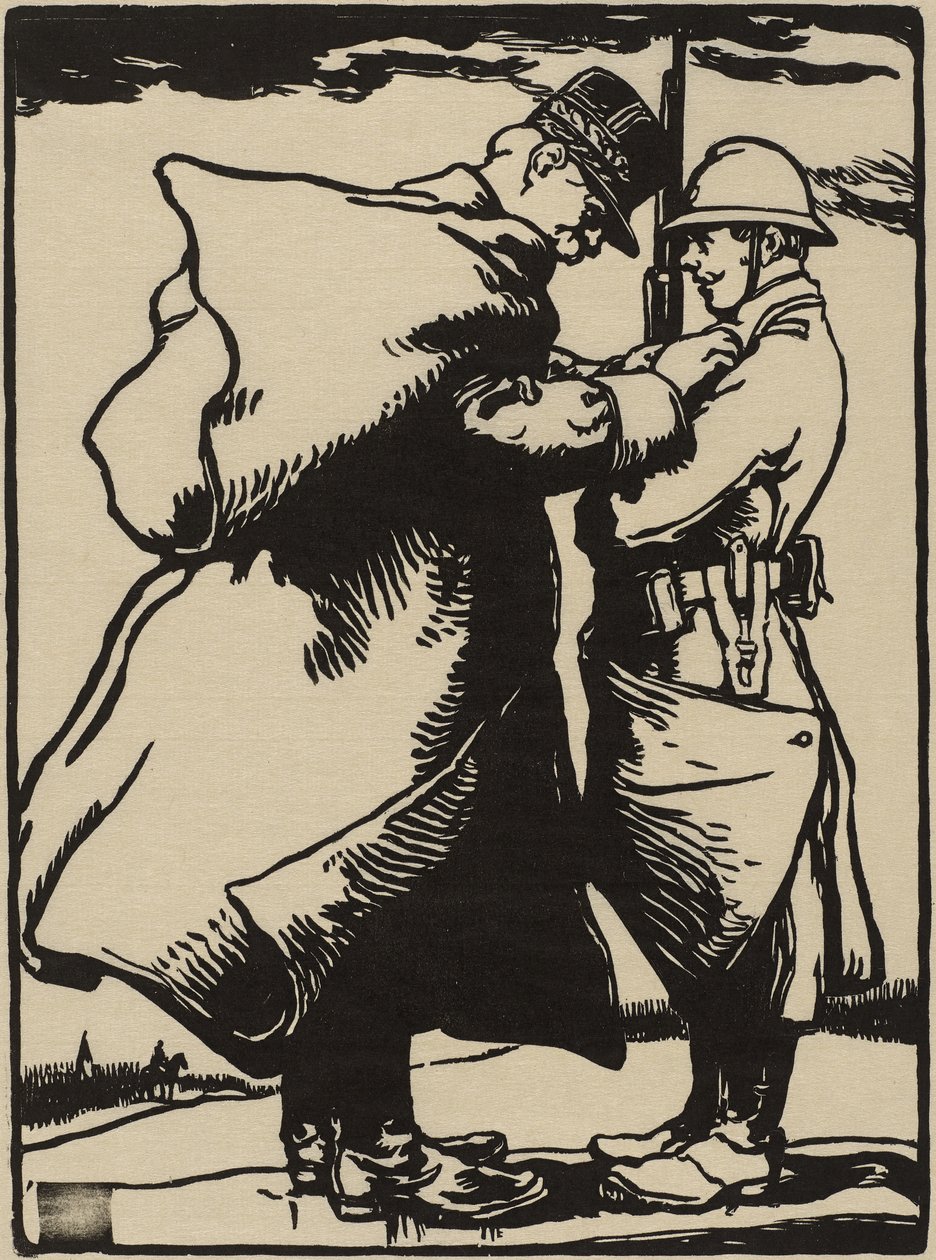 Joffre, soldatens far (träsnitt på japanskt mullbärspapper) av Auguste Lepere