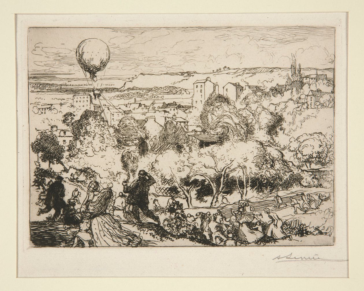 Den fallande ballongen, i Pr?-Saint-Gervais (Den fallande ballongen, i Pre-Saint-Gervais) av Auguste Lepere