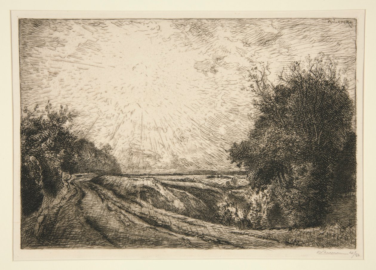 Vägen till La Houssoye (Cvec?sur-le-Grand) (Rutt från La Houssoye [Crevecoeur-le-Grand]) av Auguste Lepere