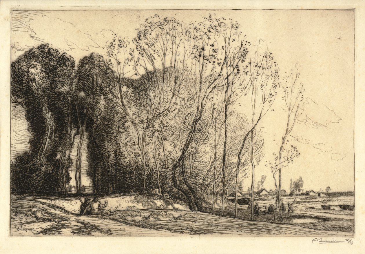 Landskap med två figurer (etsning) av Auguste Lepere