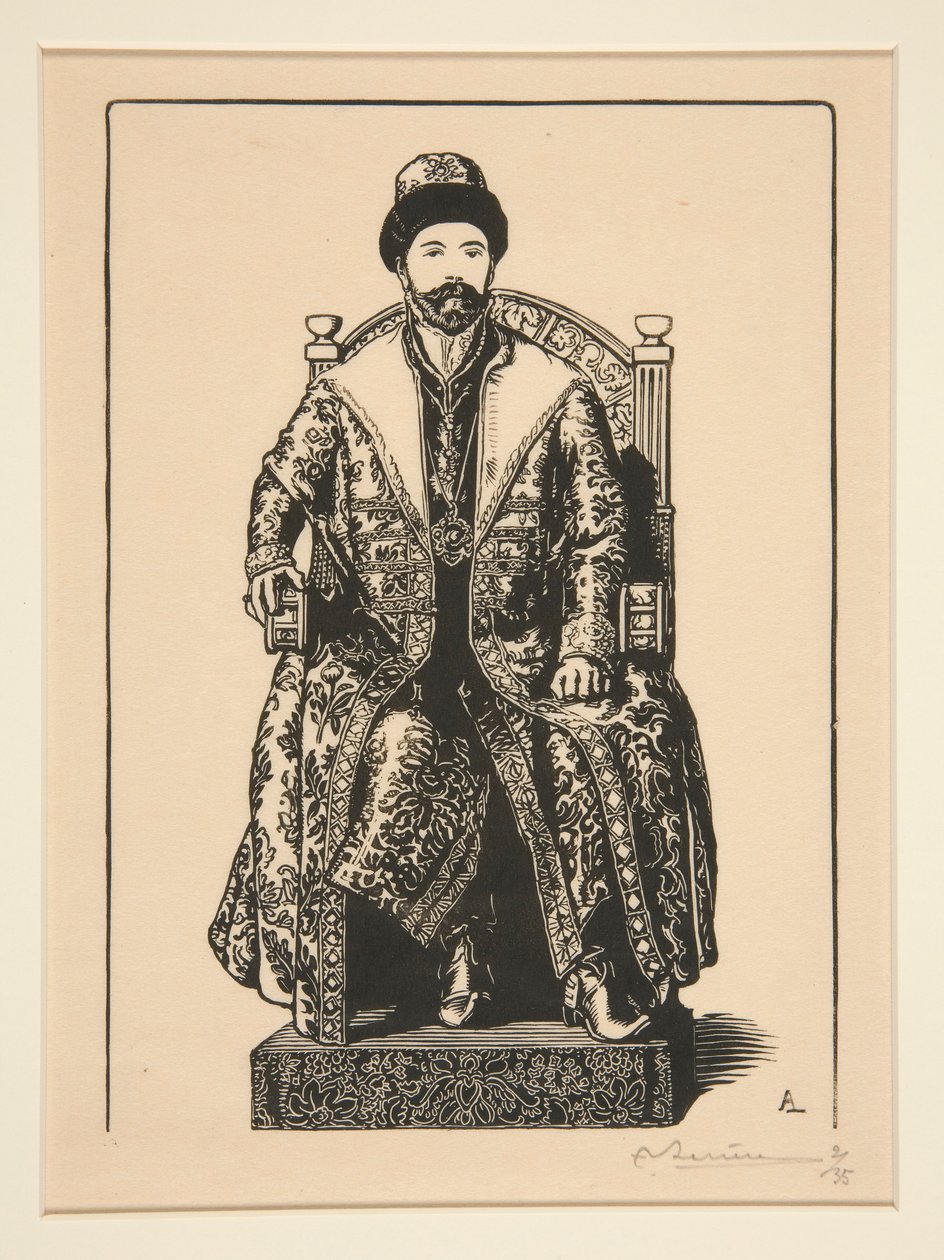 Le Csar en costume de sacre (Tsaren i kröningskläder), från La Guerre de 1914, första serien, nr 3 av Auguste Lepere