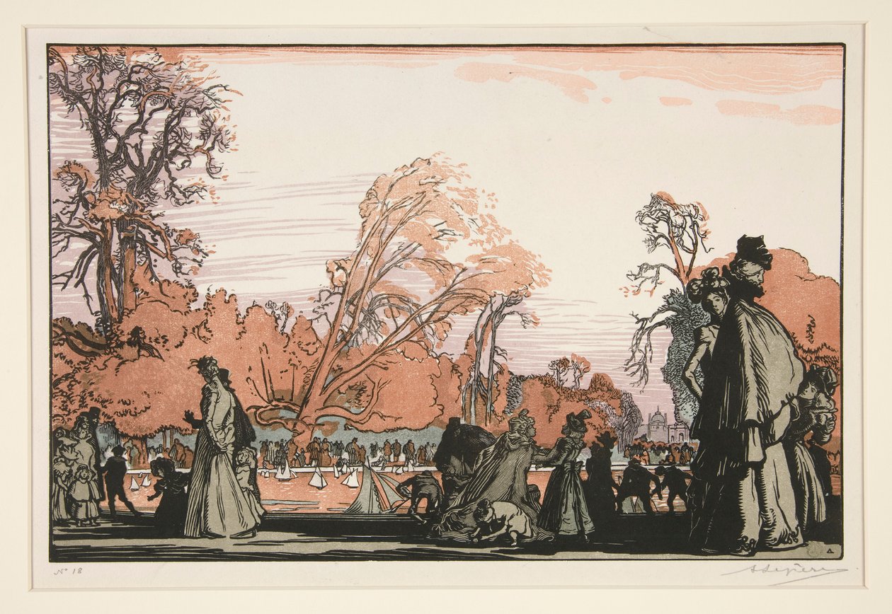 Le bassin des Tuileries (Dammen i Tuilerierna) av Auguste Lepere