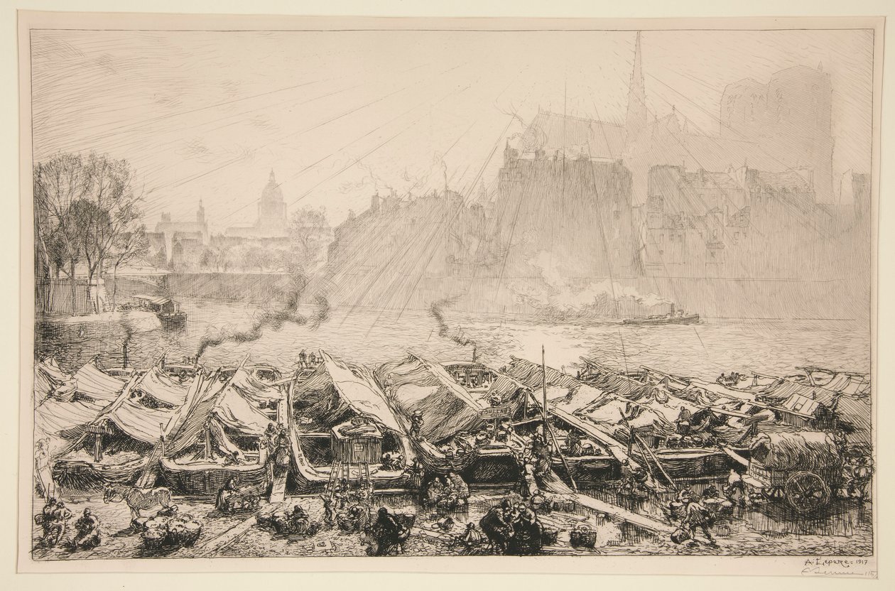 Marknaden? med äpplen (Paris) (Apple Market [Paris]) av Auguste Lepere