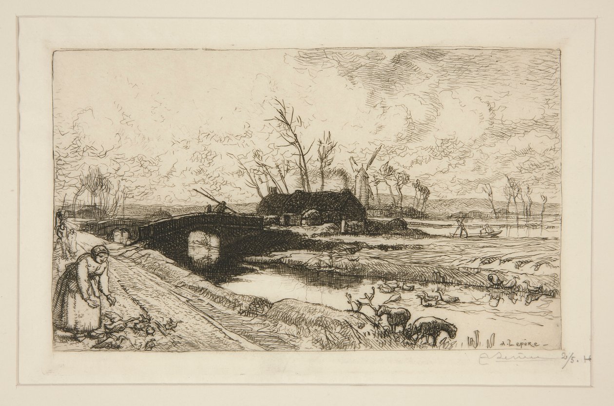 Le petit pont (Vend?e) (Lilla bron [Vendee]) av Auguste Lepere
