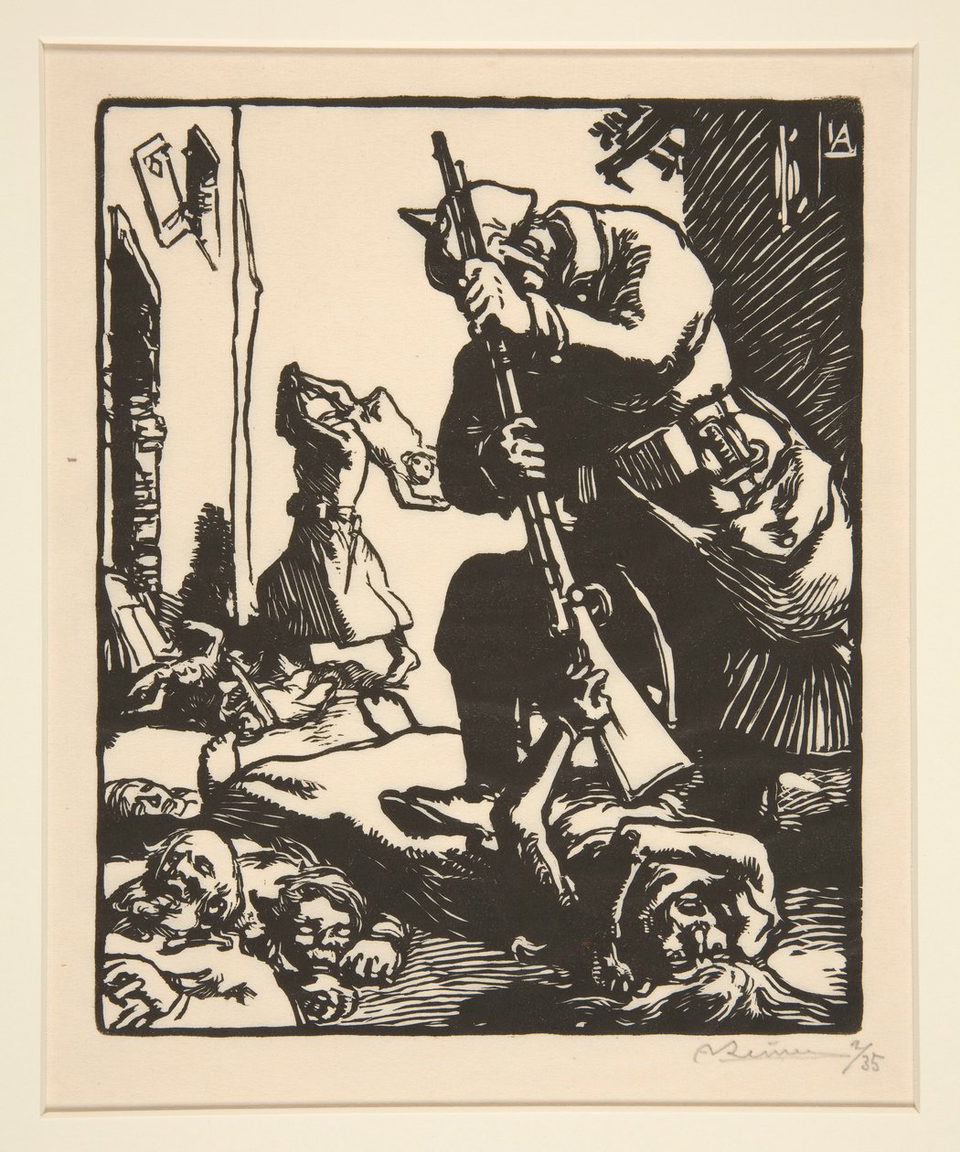 Les prussiens massacreurs (De preussiska slaktarna), från La Guerre de 1914, första serien, nr 13 av Auguste Lepere