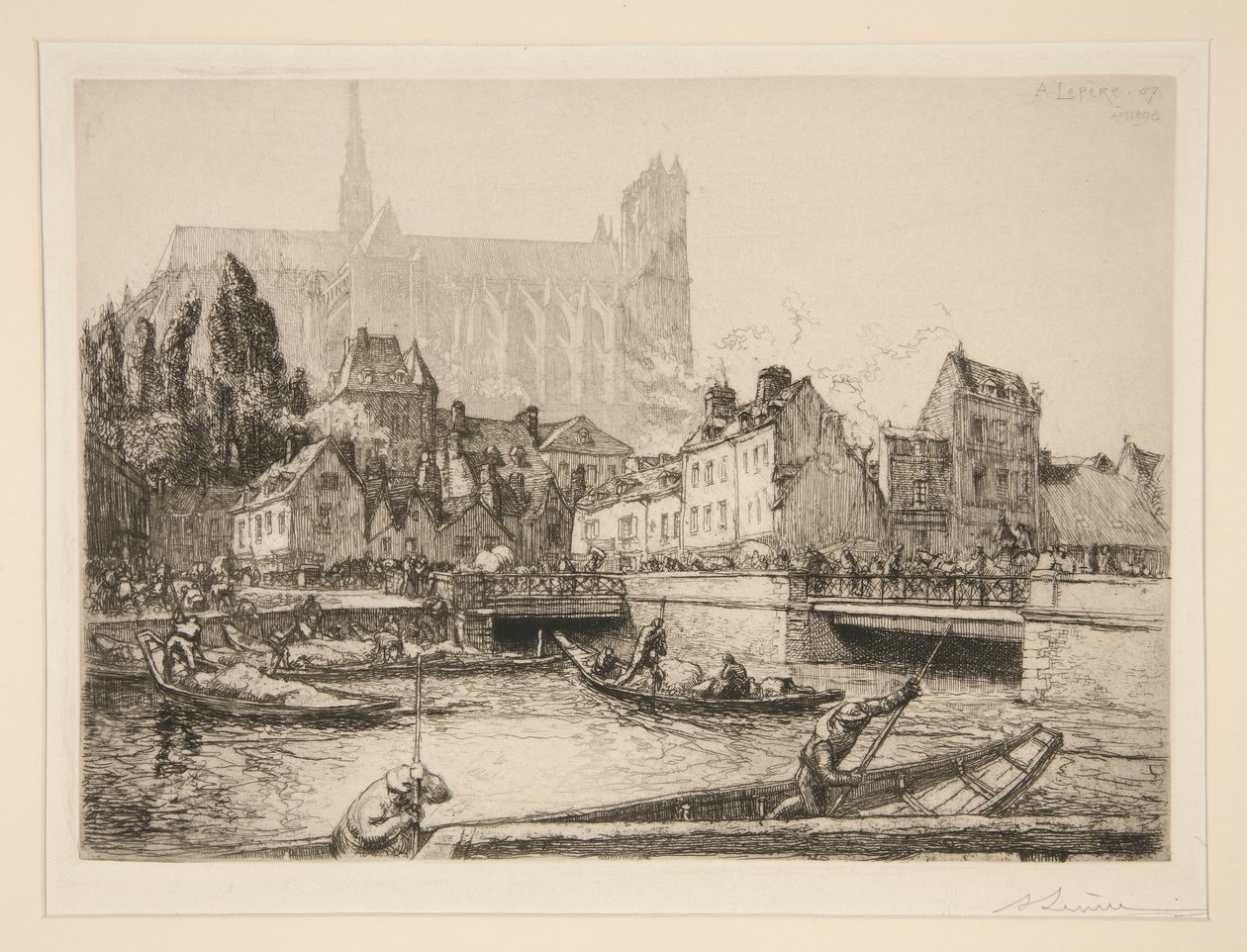 Marknadsföra? grönsaker ? Amiens (grönsaksmarknad i Amiens) av Auguste Lepere