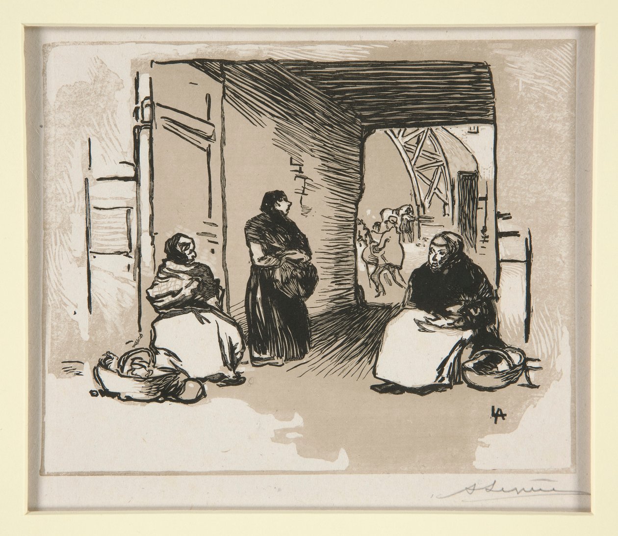 Merchants with Baskets, Rue Montorgueil (Merchants with Baskets, Rue Montorgueil) av Auguste Lepere