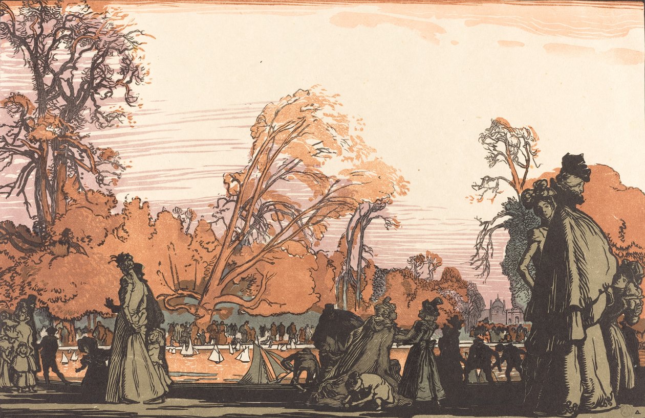 Damm i Tuilerierna Le bassin des Tuileries, 1898. av Auguste Lepere