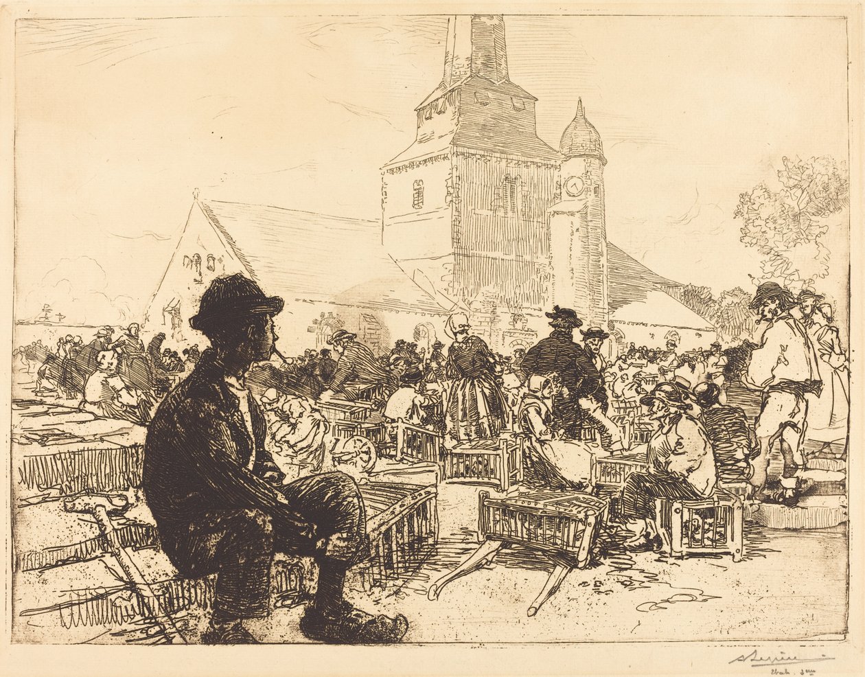Fjäderfämarknad i St.-Jean-de-Mont av Auguste Lepere