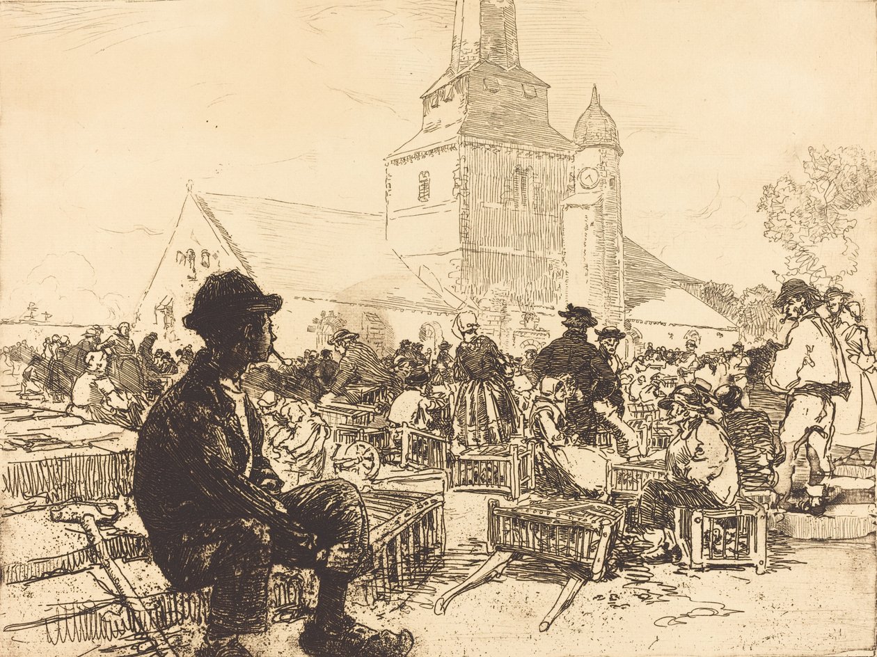 Fjäderfämarknad i St.-Jean-de-Mont Fjäderfämarknad i St.-Jean-de-Mont, 1892. av Auguste Lepere